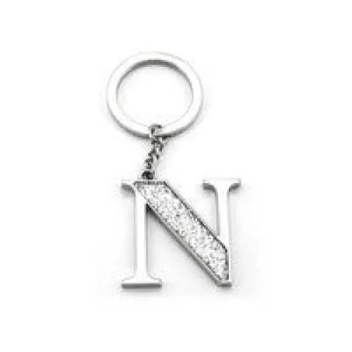 Whitehill Keyrings - Faux Silver Glitter Keyring "N"
