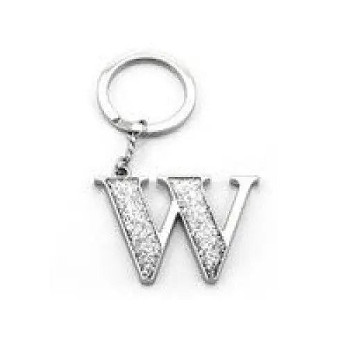 Whitehill Keyrings - Faux Silver Glitter Keyring "W"