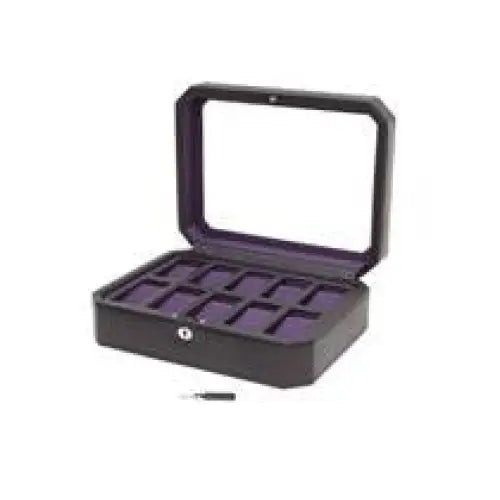 Windsor 10 Piece V.Leather Watch Box Black/Purple