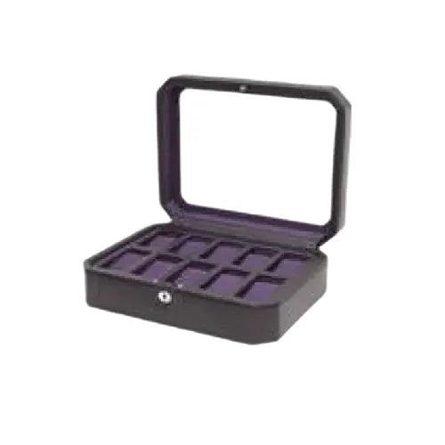 Windsor 10 Piece V.Leather Watch Box Black/Purple SEASPRAY