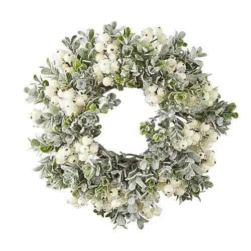 Winter Cottage - 25cm/10" Mistletoe Berry & Boxwood Wreath