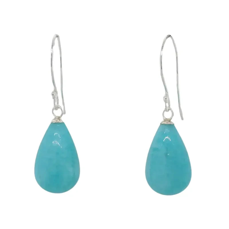 Sterling Silver Amazonite AA Grade 15mm x 9mm Smooth Drop